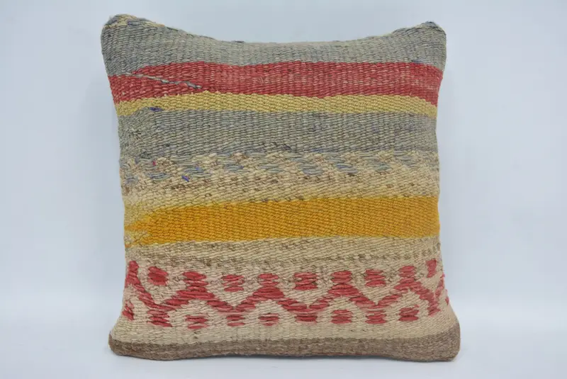 Boho Pillow, Custom Cushion, Antique Pillows, 12x12 Blue Pillow Case, Vintage Kilim Throw Pillow, Shabby Chic Cushion, Pillow Sham - 1