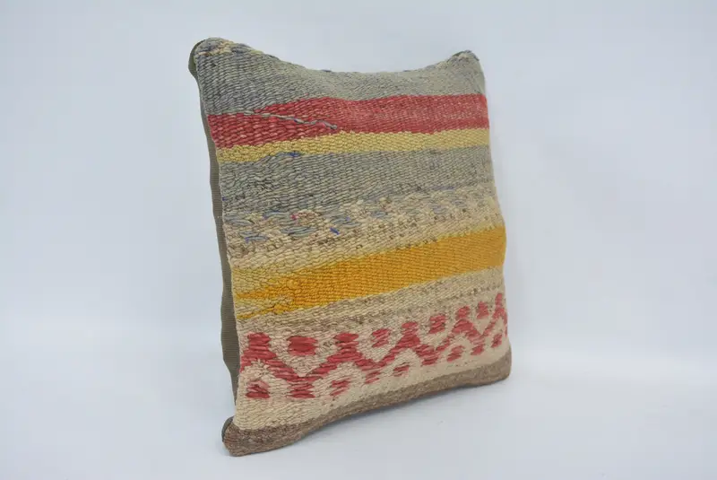 Boho Pillow, Custom Cushion, Antique Pillows, 12x12 Blue Pillow Case, Vintage Kilim Throw Pillow, Shabby Chic Cushion, Pillow Sham - 3