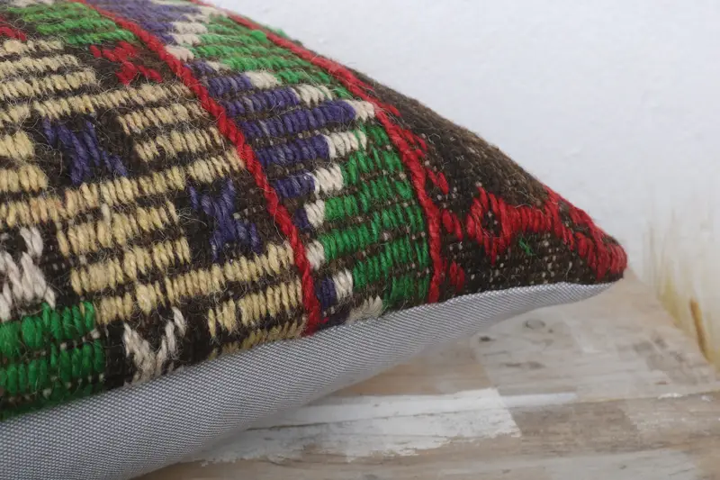 Cushion Case, Kilim Pillow Cover, Couch Pillow Case, Ethnical Kilim Rug Pillow, Outdoor Pillow, Vintage Kilim Throw Pillow, 12x24 Red Pillow Case - 6