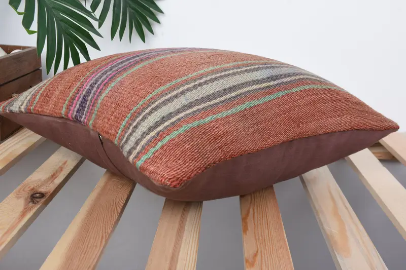 16x16 Brown Cushion, Throw Kilim Pillow, Accent Cushion, Pillow for Couch, Authentic Pillow, Pillow Sham, Antique Pillows - 6