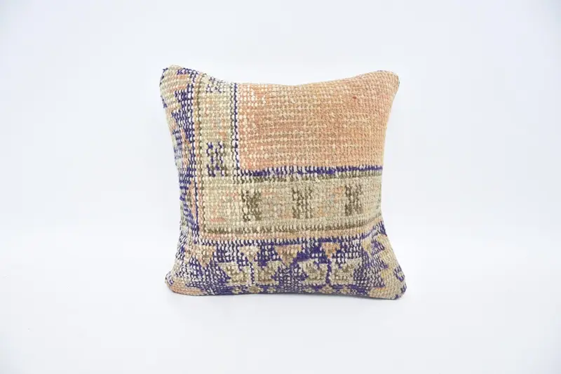 Turkish Orange Minimalist Cushion Case, Moroccan Small Square 30x30 cm Pillow Sham - 1