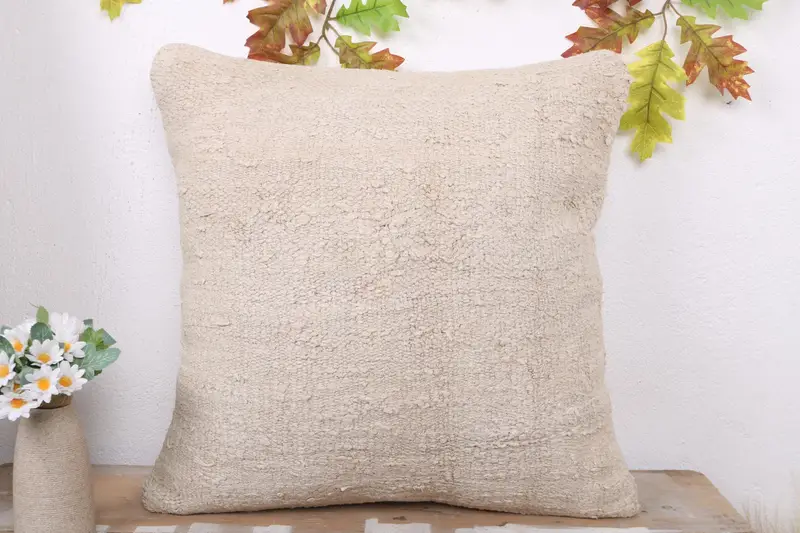 Pillow for Couch, Pillow Sham, 20x20 White Cushion Cover, Ottoman Pillow, Antique Pillows, Kilim Pillow Cover, Floor Pillow Cover - 2