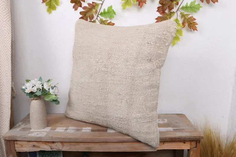 Pillow for Couch, Pillow Sham, 20x20 White Cushion Cover, Ottoman Pillow, Antique Pillows, Kilim Pillow Cover, Floor Pillow Cover - 4