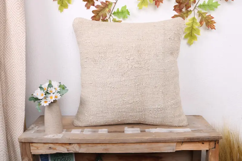 Pillow for Couch, Pillow Sham, 20x20 White Cushion Cover, Ottoman Pillow, Antique Pillows, Kilim Pillow Cover, Floor Pillow Cover - 1
