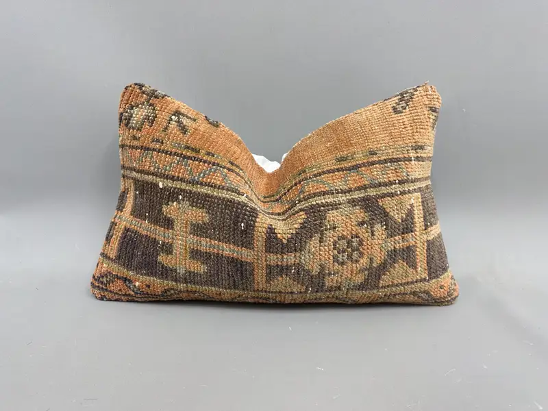 Boho Pillow Sham Cover, Pillow Case, 12x20 Brown Cushion Cover, Traditional Cushion Case, Home Decor Pillow, Toss Cushion Cover, Throw Kilim Pillow - 1