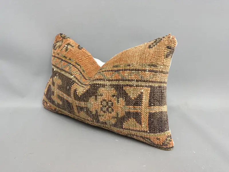 Boho Pillow Sham Cover, Pillow Case, 12x20 Brown Cushion Cover, Traditional Cushion Case, Home Decor Pillow, Toss Cushion Cover, Throw Kilim Pillow - 3