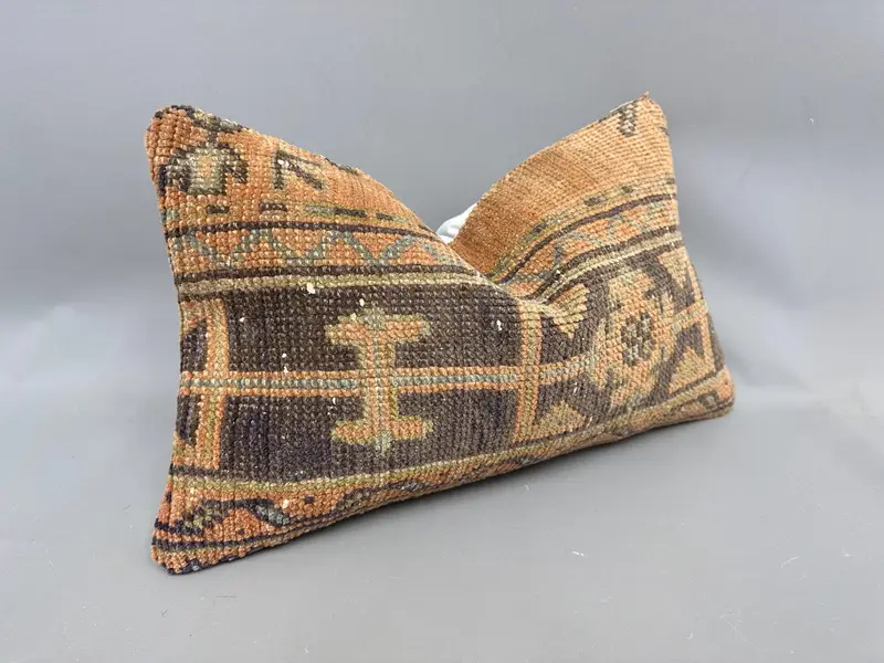 Boho Pillow Sham Cover, Pillow Case, 12x20 Brown Cushion Cover, Traditional Cushion Case, Home Decor Pillow, Toss Cushion Cover, Throw Kilim Pillow - 2