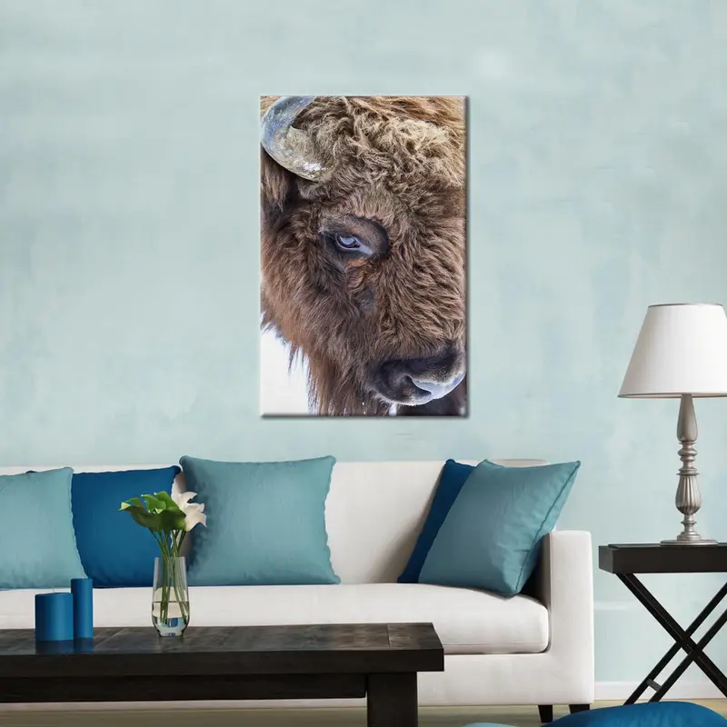 Elegant Farmhouse Wild Bull Canvas Print for Trendy Loft Decor