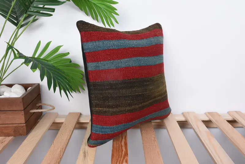 14x14 Red Pillow, Interior Designer Pillow, Cushion Case, Kilim Cushion Sham, Handmade Kilim Cushion, Wool Kilim Pillow Pillow - 4