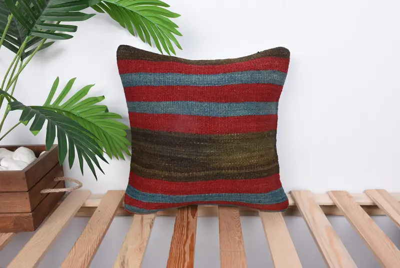 14x14 Red Pillow, Interior Designer Pillow, Cushion Case, Kilim Cushion Sham, Handmade Kilim Cushion, Wool Kilim Pillow Pillow - 1