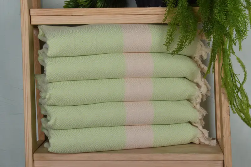 Diamond Tea Towel Pistachio Green Organic Cotton, 36x20 Inches