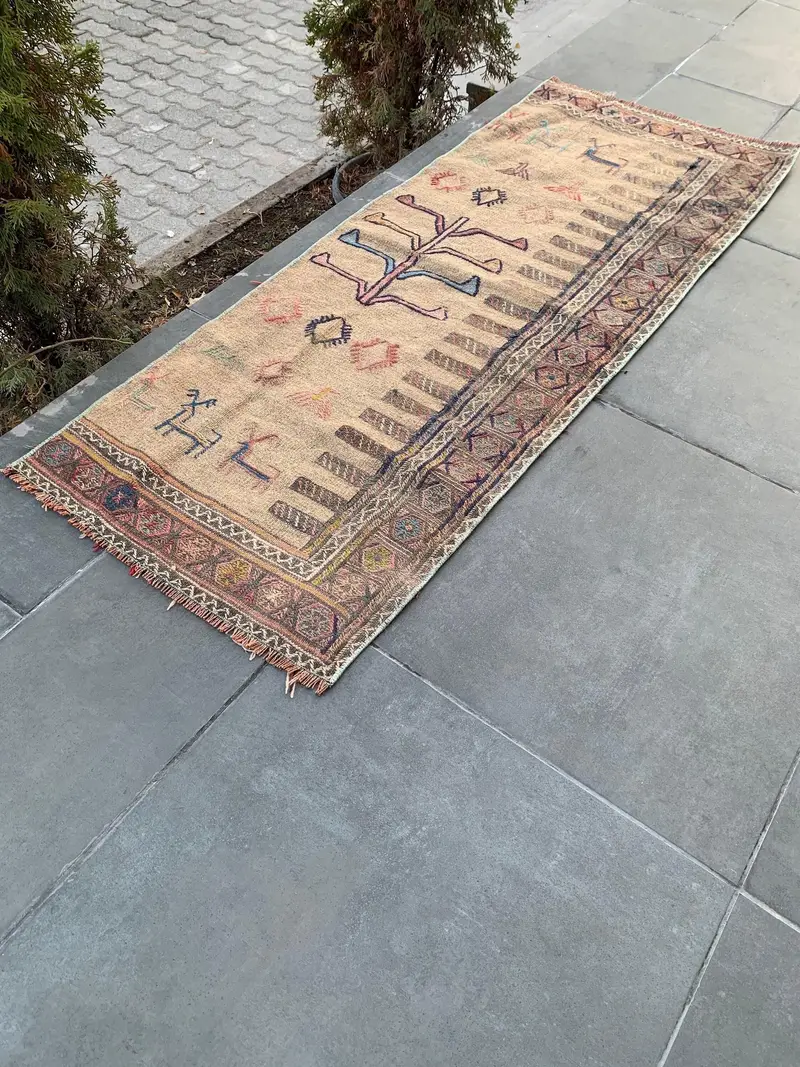 Vintage Halı, Yolluk 2.1x5.5 ft Halı, Kilim Oryantal Halı - 1