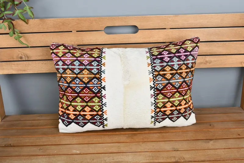 Cushion Cover, Southwestern Pillow Cover, Vintage Pillow, Vintage Cushion Case, 16x24 Orange Pillow Case, Kilim Pillow, Boho Pillow - 6