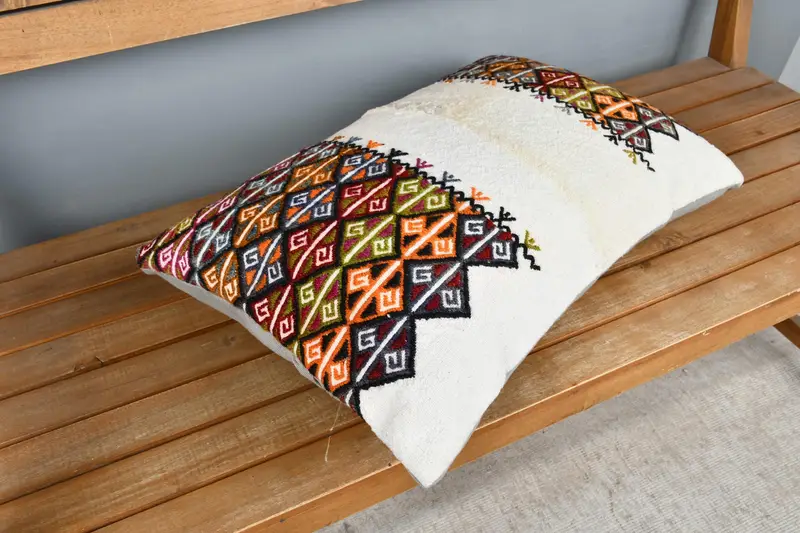 Cushion Cover, Southwestern Pillow Cover, Vintage Pillow, Vintage Cushion Case, 16x24 Orange Pillow Case, Kilim Pillow, Boho Pillow - 2