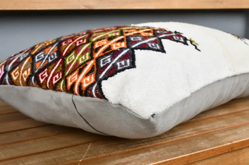 Cushion Cover, Southwestern Pillow Cover, Vintage Pillow, Vintage Cushion Case, 16x24 Orange Pillow Case, Kilim Pillow, Boho Pillow - 3