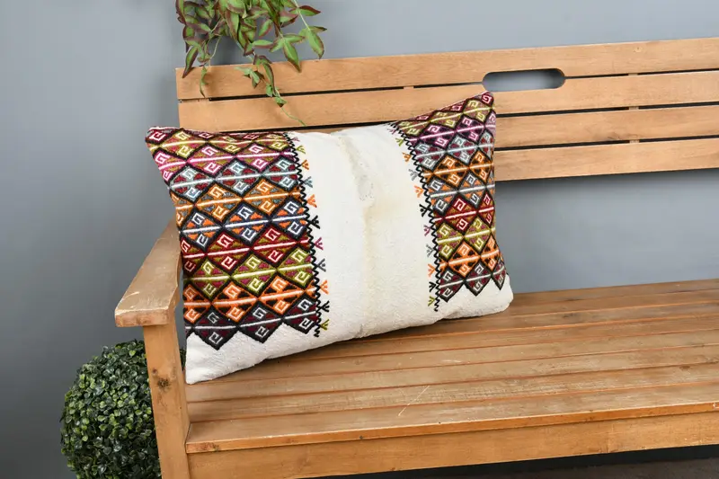 Cushion Cover, Southwestern Pillow Cover, Vintage Pillow, Vintage Cushion Case, 16x24 Orange Pillow Case, Kilim Pillow, Boho Pillow - 1