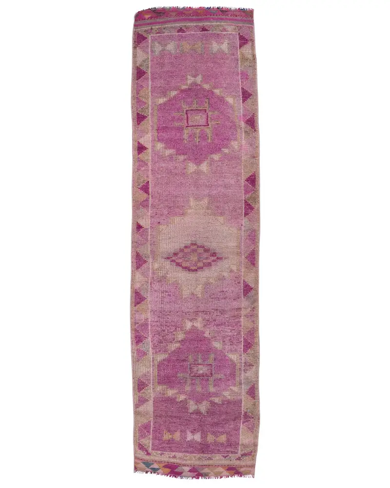Zarif Pembe Oryantal Halı, 2,7x9,9 ft Şık Ev Dekoru