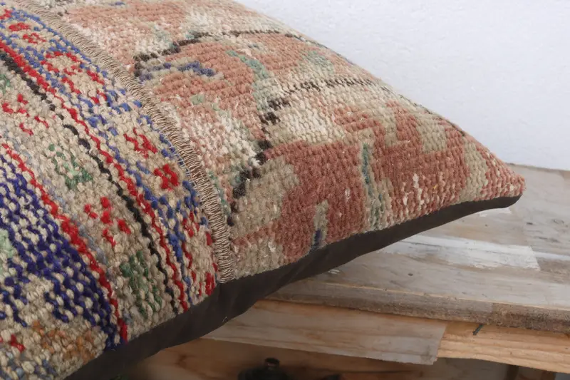 Ethnical Kilim Rug Pillow, Pillow for Sofa, Pillow Case, 16x16 Red Cushion, Meditation Pillow Sham, Kilim Pillow Cover - 6