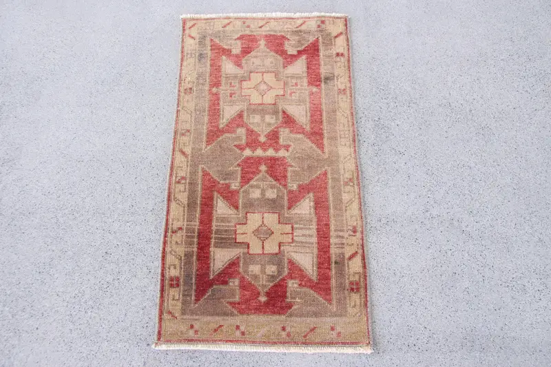 Alfombra persa roja, decoración elegante de 1,5x2,9 pies