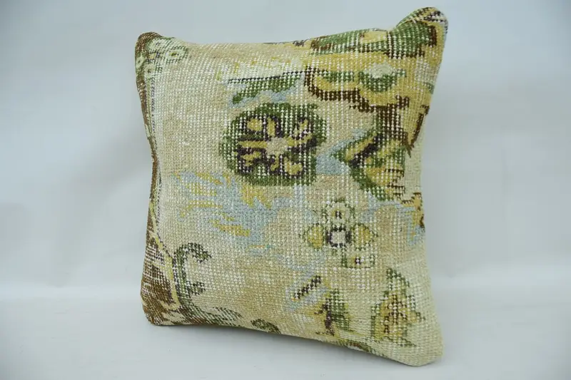 Wholesale Cushion Cover, Vintage Kilim Pillow, Pillow Sham, Pastel Cushion Cover, Home Decor Pillow, 16x16 Beige Pillow Sham, Boho Pillow - 3