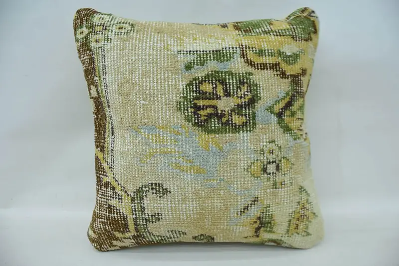 Wholesale Cushion Cover, Vintage Kilim Pillow, Pillow Sham, Pastel Cushion Cover, Home Decor Pillow, 16x16 Beige Pillow Sham, Boho Pillow - 4