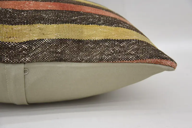 Interior Designer Pillow, Ethnical Kilim Rug Pillow, 18x18 Brown Pillow, Boho Pillow Sham Cover, Cushion, Pastel Pillow Cover - 5