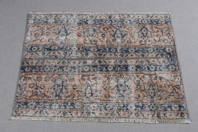 3.2x2.4フィートのラグ、鮮やかなオレンジとブルーのストライプデザイン