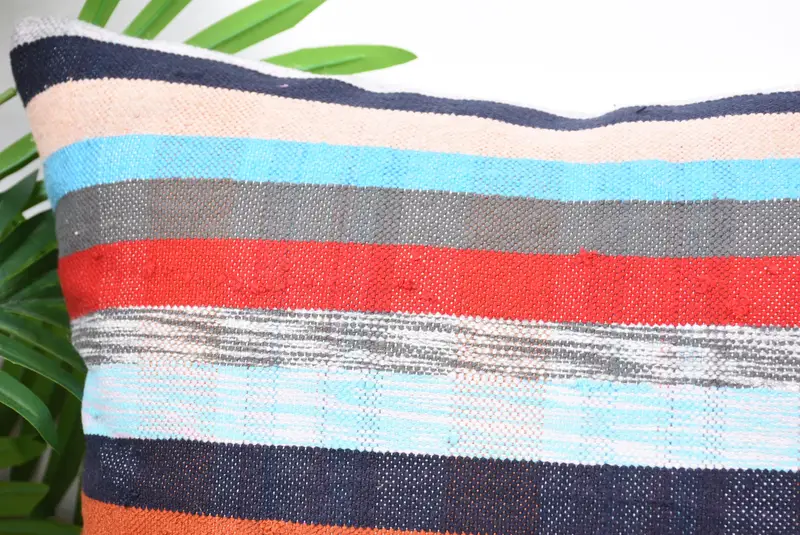 Ethnical Kilim Rug Pillow, Bright Pillow, 18x18 Blue Cushion Cover, Cushion Cover, Turkish Kilim Pillow, Aesthetic Pillow Case, Home Decor Pillow - 2