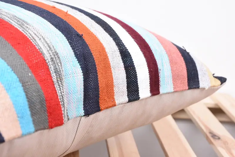 Ethnical Kilim Rug Pillow, Bright Pillow, 18x18 Blue Cushion Cover, Cushion Cover, Turkish Kilim Pillow, Aesthetic Pillow Case, Home Decor Pillow - 7
