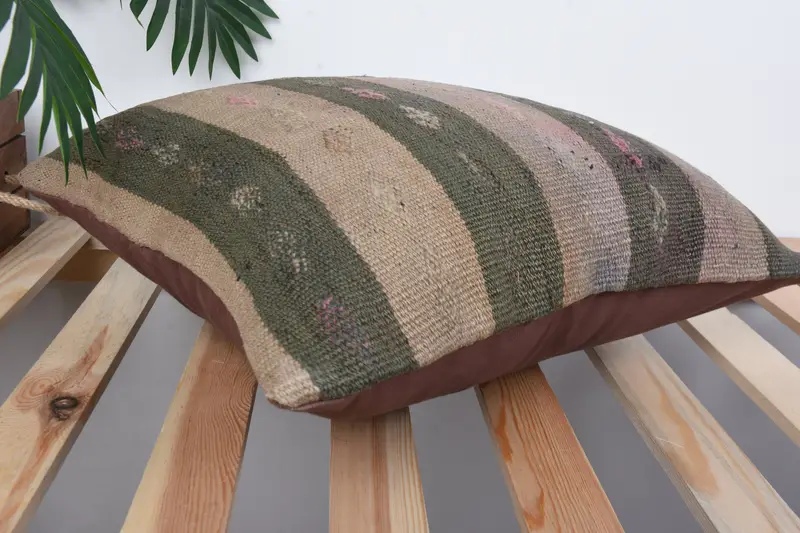 Boho Pillow, Boho Chic Cushion Case, Kilim Cushion Sham, Tapestry Cushion Case, 16x16 Brown Cushion Cover, Turkish Pillow, Pillow Cover - 6