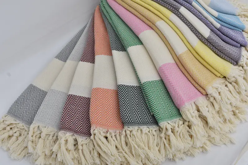Embroidered Towel, 70x40 Cotton Herringbone Towel, Gym Towel, Wedding Gift For Bride, Monogram Turkish Towel, Best Beach Towel, Family Gift Basket - 5