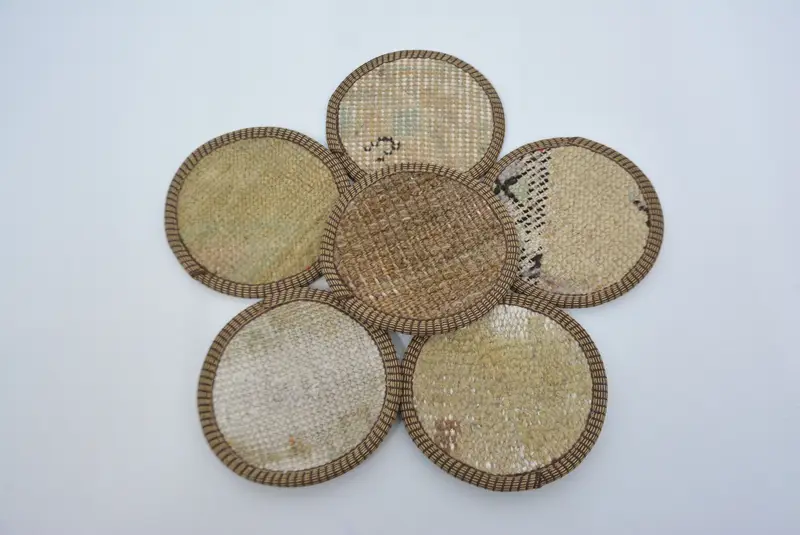 Bohemian Beige and Brown Round Coaster, Stylish Bohemian Coaster