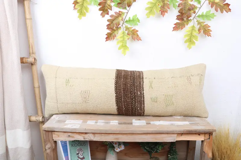 Vintage Kilim Pillow Cushion, 12x36 White Pillow Case, Home Decor Pillow, Pillow, Ottoman Cushion, Antique Pillows, Pillow for Sofa - 1