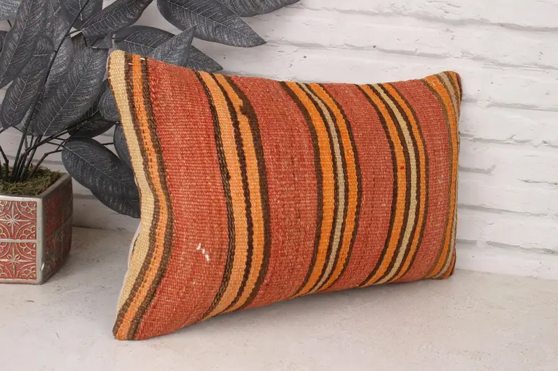 Outdoor Pillow Sham, Patio Pillow Sham, Pillow Case, Couch Pillow Case, Kilim Pillow, Boho Pillow, 12x20 Red Pillow Cover, Gift Pillow - 3