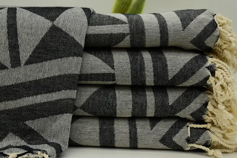 68x40 Cotton Geometric Towel, Housewarming Gift, Friends Beach Towel, Wedding Favors, Absorbent Turkish towel, Bridal Gifts, Monogram Turkish Towel - 2