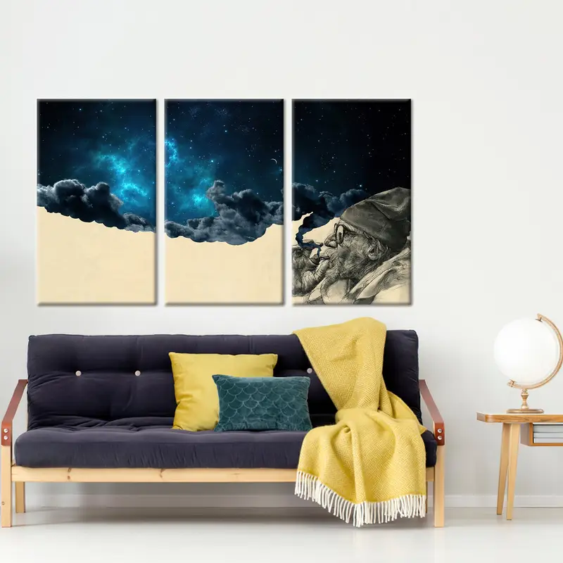 Smoking Out in Space Canvas, Smoking Canvas, Smoke Wall Art, Abstract Wall Art, Abstract Canvas, Smoke Canvas, Space Wall Art, Starry Sky, - 2