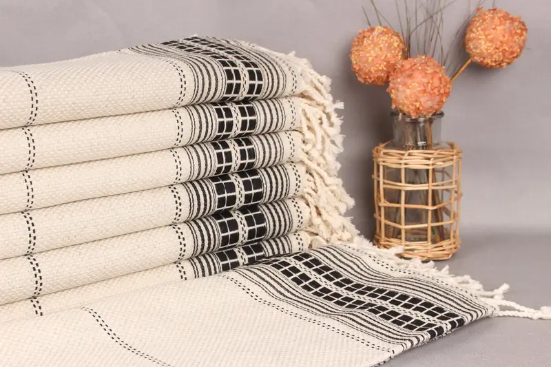 Maid Of Honor Linen Towel Home Decor Black Striped, 40x67 Inches