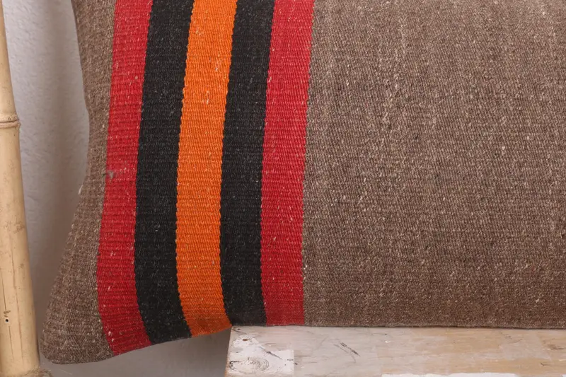 12x43 Brown Cushion, Cushion, Customized Pillow Cover, Handmade Kilim Cushion, Turkish Pillow, Bolster Pillow, Antique Pillows - 3