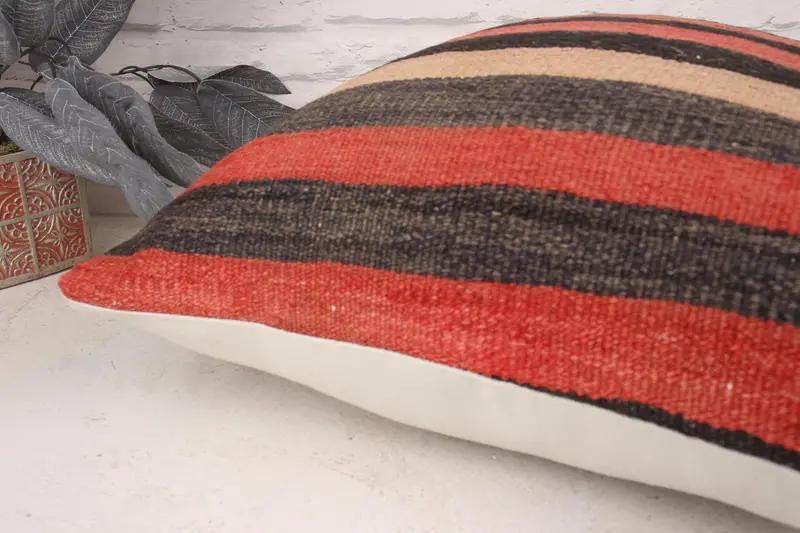 Vintage Pillow, Kilim Rug Pillow Cover, Authentic Pillow Cover, 20x20 Brown Cushion, Pillow Sham, Home Decor Pillow, Pillow for Couch - 6