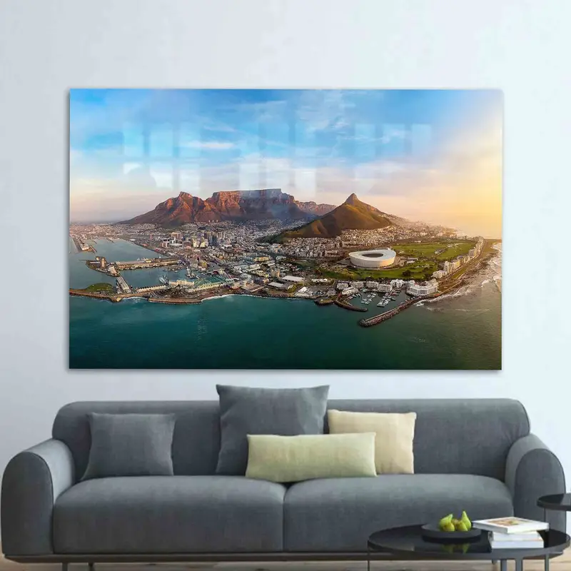 Baskılı Cam: Masa Dağı ve Cape Town Şehir Manzarası
