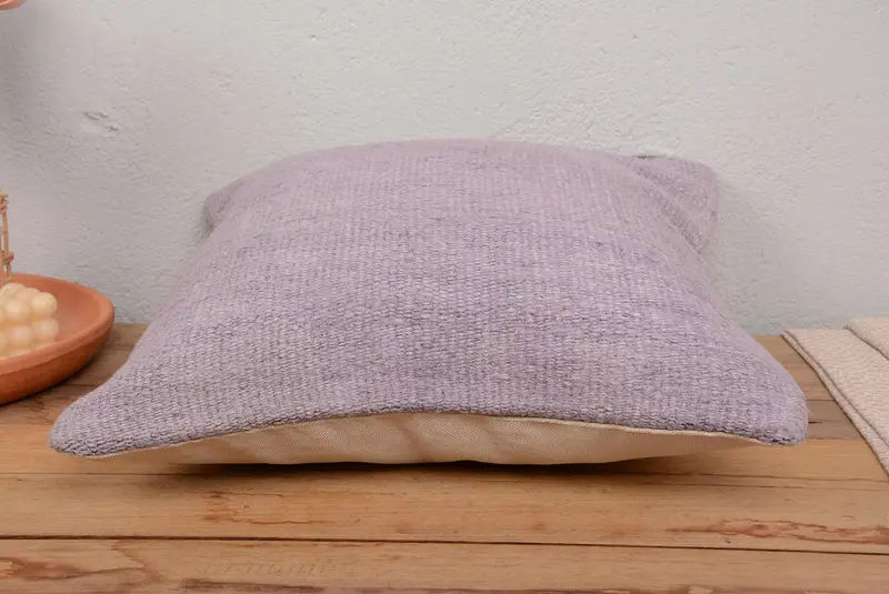 Handmade Kilim Cushion, Vintage Pillow, Vintage Kilim Throw Pillow, Cushion Cover, Ethnic Pillow Cover Cushion, 18x18 Purple Cushion - 5