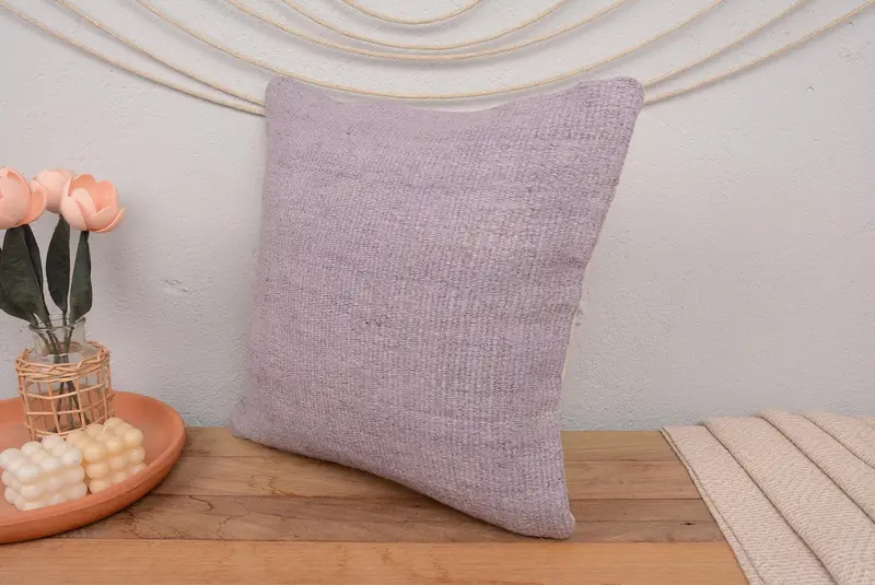 Handmade Kilim Cushion, Vintage Pillow, Vintage Kilim Throw Pillow, Cushion Cover, Ethnic Pillow Cover Cushion, 18x18 Purple Cushion - 4