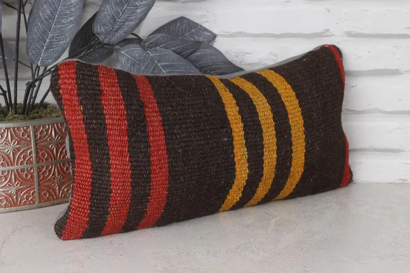 Pillow Sham, Retro Throw Cushion, 8x16 Red Pillow Sham, Vintage Kilim Pillow, Ethnical Kilim Rug Pillow, Turkish Kilim Pillow, Accent Cushion Case - 4