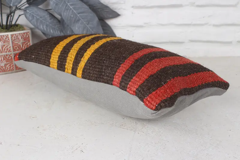 Pillow Sham, Retro Throw Cushion, 8x16 Red Pillow Sham, Vintage Kilim Pillow, Ethnical Kilim Rug Pillow, Turkish Kilim Pillow, Accent Cushion Case - 6