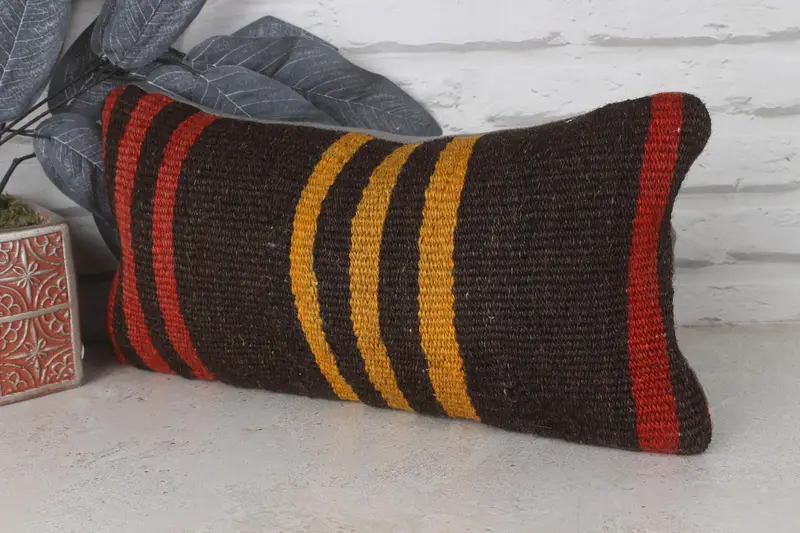 Pillow Sham, Retro Throw Cushion, 8x16 Red Pillow Sham, Vintage Kilim Pillow, Ethnical Kilim Rug Pillow, Turkish Kilim Pillow, Accent Cushion Case - 3