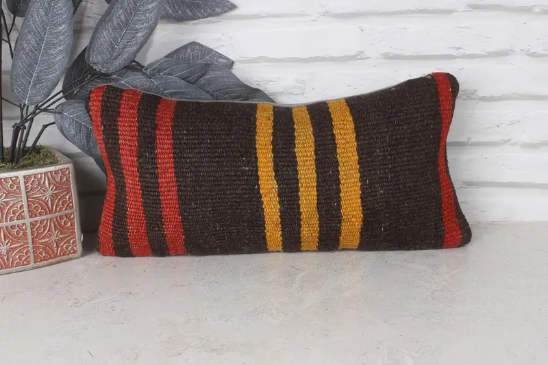 Pillow Sham, Retro Throw Cushion, 8x16 Red Pillow Sham, Vintage Kilim Pillow, Ethnical Kilim Rug Pillow, Turkish Kilim Pillow, Accent Cushion Case - 1