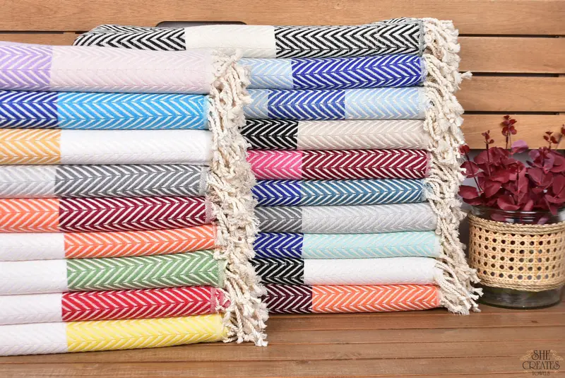 Decorative Towel, Personalized Towel, Custom Beach Towel, Bachelor Bachelorette Party Favors, 70x40 Cotton Chevron Towel, Wedding Day Gift For Bride - 1