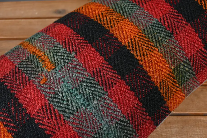 Sofa Cushion Cover, Pillow Cover, Kilim Pillow Cover, Handmade Throw Pillow, Antique Pillows, Pastel Pillow Sham, Turkish Pillow, 12x24 Red Cushion - 3
