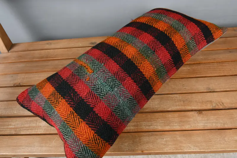 Sofa Cushion Cover, Pillow Cover, Kilim Pillow Cover, Handmade Throw Pillow, Antique Pillows, Pastel Pillow Sham, Turkish Pillow, 12x24 Red Cushion - 2