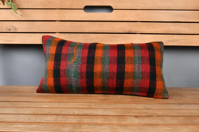 Sofa Cushion Cover, Pillow Cover, Kilim Pillow Cover, Handmade Throw Pillow, Antique Pillows, Pastel Pillow Sham, Turkish Pillow, 12x24 Red Cushion - 6
